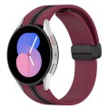 For Samsung Galaxy Watch 5 44mm Folding Magnetic Clasp Silicone Watch Band(Wine Red+Black)