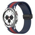 For Samsung Galaxy Watch 4 Classic 42mm Folding Magnetic Clasp Silicone Watch Band(Midnight Blue+Red