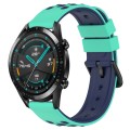 For Huawei GT2 46mm 22mm Two-Color Porous Silicone Watch Band(Lime Green+Blue)