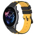 For Amazfit GTR 3 22mm Two-Color Porous Silicone Watch Band(Black+Yellow)