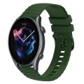 For Amazfit GTR 3 Pro 22mm Wavy Dotted Solid-Color Silicone Watch Band(Army Green)