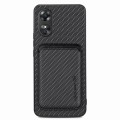 For OPPO A17 Pro Carbon Fiber Leather Card Magsafe Phone Case(Black)