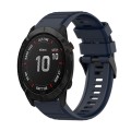 For Garmin Fenix 6X 26mm Horizontal Texture Silicone Watch Band with Removal Tool(Navy Blue)
