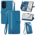 For Huawei Nova 10 Embossed Flower Zipper Leather Phone Case(Blue)