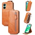 For Realme C33 Zipper Wallet Vertical Flip Leather Phone Case(Brown)