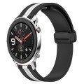 For Amazfit GTR 4 22mm Folding Magnetic Clasp Silicone Watch Band(Black+White)