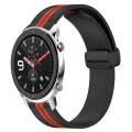 For Amazfit GTR 4 22mm Folding Magnetic Clasp Silicone Watch Band(Black+Red)