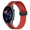 For Amazfit GTR 3 Pro 22mm Folding Magnetic Clasp Silicone Watch Band(Red+Black)