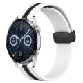 For Huawei Watch GT3 46mm 22mm Folding Magnetic Clasp Silicone Watch Band(White+Black)