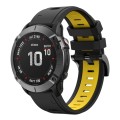For Garmin Fenix 6 Pro GPS 22mm Two-Color Sports Silicone Watch Band(Black+Yellow)