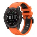 For Garmin Fenix 7X Solar 26mm Two-Color Sports Silicone Watch Band(Orange+Black)
