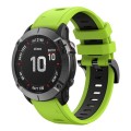 For Garmin Fenix 6X Sapphire 26mm Two-Color Sports Silicone Watch Band(Lime Green + Black)