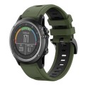 For Garmin Fenix 3 HR 26mm Two-Color Sports Silicone Watch Band(Army Green + Black)