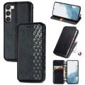 For Samsung Galaxy S23 5G Cubic Grid Pressed Magnetic Leather Phone Case(Black)
