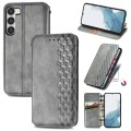 For Samsung Galaxy S23 Ultra 5G Cubic Grid Pressed Magnetic Leather Phone Case(Gray)