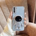 For Samsung Galaxy S21+ 5G Plating Astronaut Holder Phone Case(Blue)