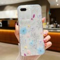 For iPhone 7 Plus / 8 Plus Fresh Small Floral Phone Case  Drop Glue Protective Cover(D05 Blue Floral