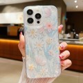 For iPhone 15 Pro Max Fresh Small Floral Phone Case  Drop Glue Protective Cover(D03 Floral Pink)