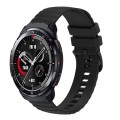 For Honor Watch GS Pro 22mm Wavy Dot Pattern Solid Color Silicone Watch Band(Black)