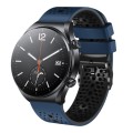 For Xiaomi MI Watch S1 22mm Perforated Two-Color Silicone Watch Band(Midnight Blue+Black)