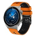 For Huawei Watch GT3 Pro 46mm 22mm Perforated Two-Color Silicone Watch Band(Orange+Black)