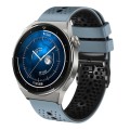 For Huawei Watch GT3 Pro 46mm 22mm Perforated Two-Color Silicone Watch Band(Blue+Grey)