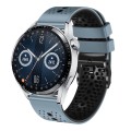 For Huawei Watch GT3 46mm 22mm Perforated Two-Color Silicone Watch Band(Blue+Grey)