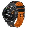 For Huawei Watch GT Runner 22mm Perforated Two-Color Silicone Watch Band(Black+Orange)