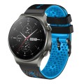 For Huawei GT2 Pro 22mm Perforated Two-Color Silicone Watch Band(Black+Blue)
