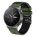 For Huawei GT2 Pro 22mm Perforated Two-Color Silicone Watch Band(Army Green+Black)