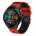 For Huawei Watch GT 2E 22mm Perforated Two-Color Silicone Watch Band(Red+Black)