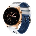 For Honor Watch GS 3 22mm Perforated Two-Color Silicone Watch Band(White+Blue)