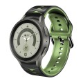 For Samsung Galaxy Watch 5 Pro 45mm Curved Texture Silicone Watch Band(Black+Green)