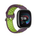 For Fitbit Versa 4 Two-Color Perforated Breathable Silicone Watch Band(Purple+Lime)