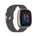 For Fitbit Sense Nylon Weave Canvas Watch Band(Dark Grey)