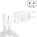 PD11 Single PD3.0 USB-C / Type-C 20W Fast Charger with 1m Type-C to Type-C Data Cable, EU Plug(White