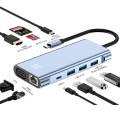 JUNSUNMAY 10 in 1 Type-C to 4K HDMI + VGA +RJ45 + 3.5mm Audio Docking Station Adapter PD Quick Charg