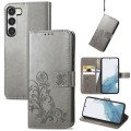 For Samsung Galaxy A34 5G Four-leaf Clasp Embossed Buckle Leather Phone Case(Gray)