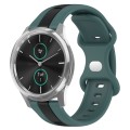 For Garminmove Luxe 20mm Butterfly Buckle Two-Color Silicone Watch Band(Green+Black)