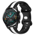 For Huawei Watch GT2 42mm 20mm Butterfly Buckle Two-Color Silicone Watch Band(Black+White)