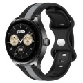 For Huawei Watch Buds 20mm Butterfly Buckle Two-Color Silicone Watch Band(Black+Grey)