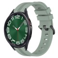For Samsung Galaxy Watch 6 Classic 47mm 20mm Concave Striped Slicone Watch Band(Grayish Green)