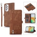 For Samsung Galaxy A53 5G Zipper Card Slot Buckle Wallet Leather Phone Case(Brown)