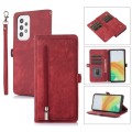 For Samsung Galaxy A33 5G Zipper Card Slot Buckle Wallet Leather Phone Case(Red)