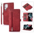 For Samsung Galaxy S22 Ultra 5G Zipper Card Slot Buckle Wallet Leather Phone Case(Red)