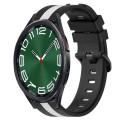 For Samsung Galaxy Watch 6 Classic 47mm 20mm Vertical Two-Color Silicone Watch Band(Black+White)