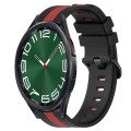 For Samsung Galaxy Watch 6 Classic 47mm 20mm Vertical Two-Color Silicone Watch Band(Black+Red)