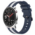 For Amazfit GTR 4 22mm Vertical Two-Color Silicone Watch Band(Blue+White)