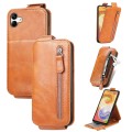 For Samsung Galaxy A04 Zipper Wallet Vertical Flip Leather Phone Case(Brown)