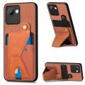 For Realme C30 Carbon Fiber Wallet Flip Card Holder Phone Case(Brown)
